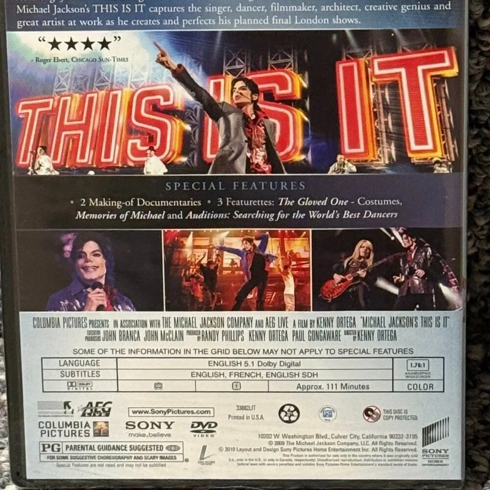 Michael Jackson's 2009 This Is It DVD New in Wrapper